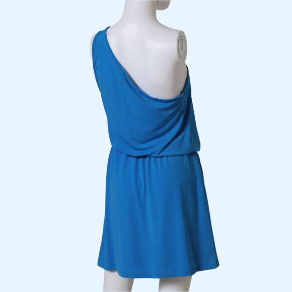 JAY GODFREY Blue One-Shoulder Mini Dress With Black Belt - Picture 3 of 7